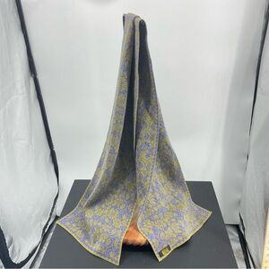 Oleana Floral Scarf 64” x 12.5” purple green flaws